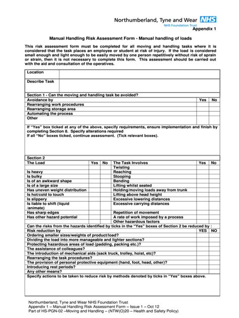 Manual Handling Risk Assessment Template - Free Sample, Example & Format Templates