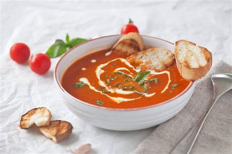 Tomato Soup from Fresh Ripe Tomatoes - Vibrant plate