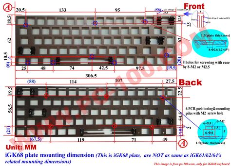 DIY mechanical keyboard iGK68 ( GK68 ) plate’s mounting dimension, custom kits