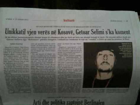 Gazeta Koha Ditore Unikkatil Vjen veres ne Kosove ~ Albanian Hip Hop