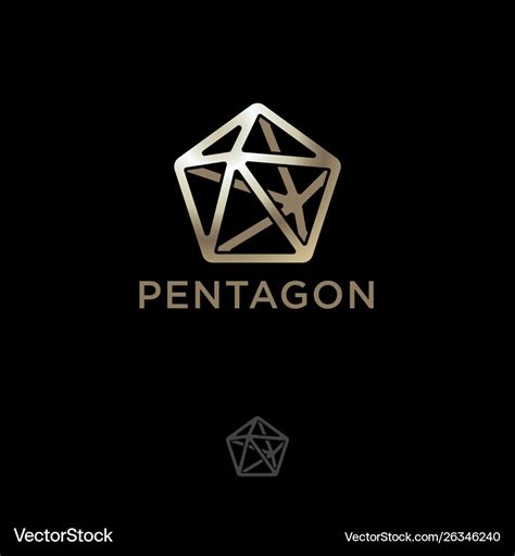 Logo pentagon gold five pointed polygonal crystal Vector Image