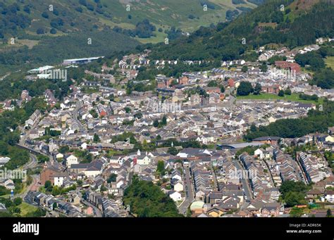 View over town of Abertillery Blaenau Gwent South Wales UK GB EU Stock Photo - Alamy