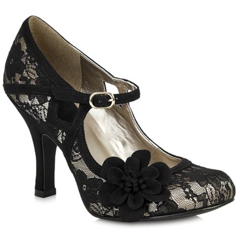 Ruby Shoo Womens Elsy Black Lace Court Shoes at Marshall Shoes