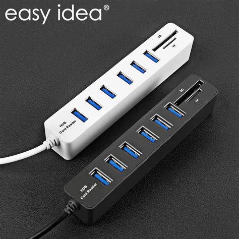 USB Hub Combo 6 Ports 2.0 Micro Card Reader SD/TF High Speed Multi USB ...