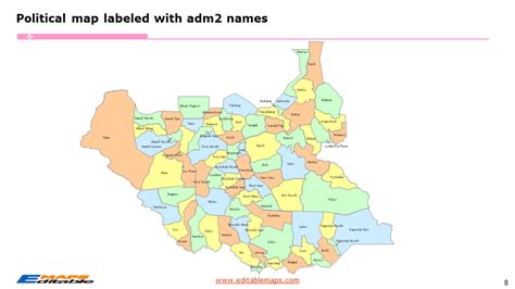 South Sudan Map with 10 States, 3 Areas and 79 Counties - Editable PowerPoint Maps