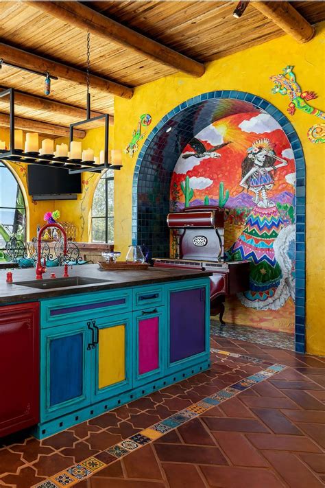 Escondido Kitchen With Colorful Cabinets And Yellow Walls Funky Kitchen, Bohemian Kitchen ...