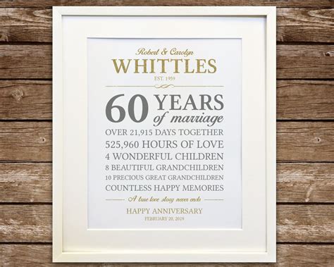 60th Anniversary Gift Diamond Anniversary Personalized 60th - Etsy