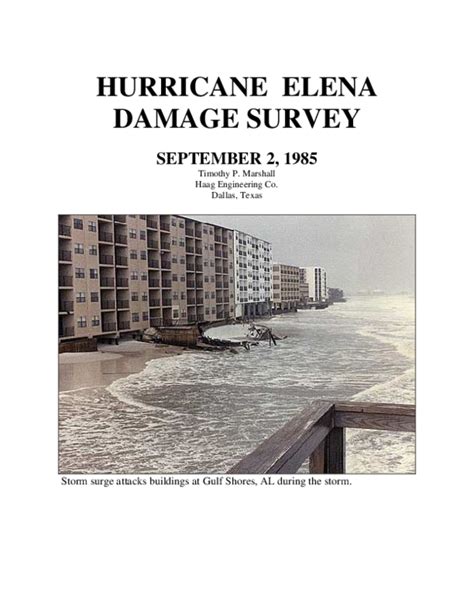 (PDF) HURRICANE ELENA DAMAGE SURVEY SEPTEMBER 2, 1985 | Tim Marshall - Academia.edu