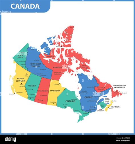 The detailed map of the Canada with regions or states and cities ...