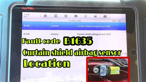 B1635 Curtain shield airbag sensor location. - YouTube