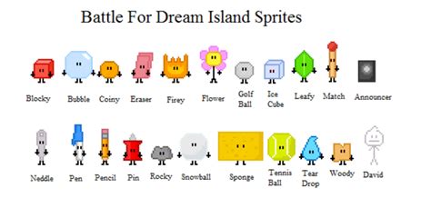 BFDI sprites | Battle for Dream Island | Know Your Meme