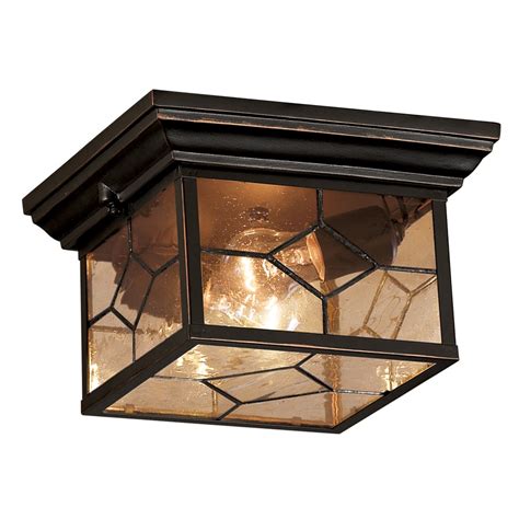 Shop Portfolio Litshire 9.05-in W Oil Rubbed Bronze Outdoor Flush-Mount Light at Lowes.com