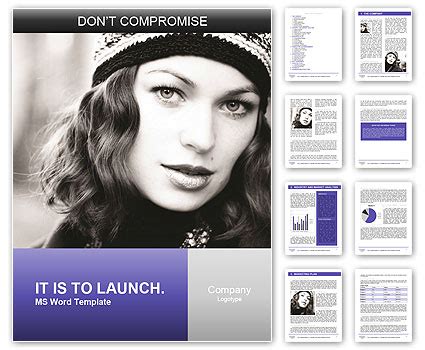 Elegant Lady in Beret Word Template & Design ID 0000017352 - SmileTemplates.com