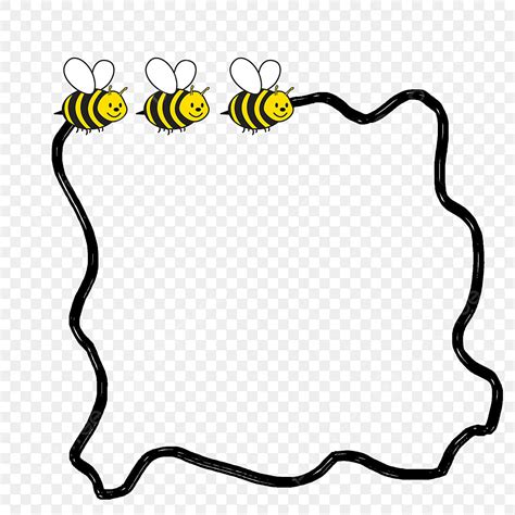 Bee Illustration Clipart Transparent Background, Bee Border Animal Illustration, Bee, Yellow Bee ...