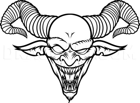 How To Draw A Demon Face, Step by Step, Drawing Guide, by Dawn | dragoart.com | Demon drawings ...