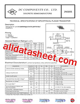 2N3055 Datasheet(PDF) - Dc Components