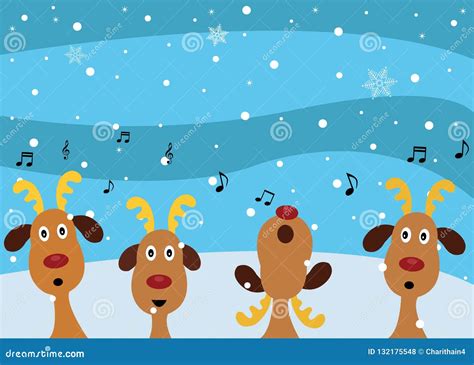 Christmas Carols by Reindeers Stock Vector - Illustration of colourful ...