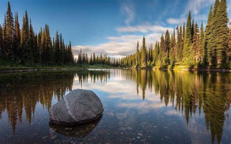 landscape, Nature, Lake, Sunset, Forest, Water, Reflection, Trees, British Columbia, Canada ...