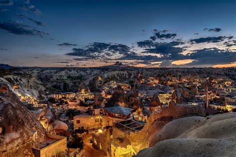 HD wallpaper cappadocia turkey mountain rock night sky lights house