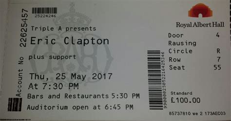 Eric Clapton ticket 25th May 2017 Royal Albert Hall | in St Helens, Merseyside | Gumtree