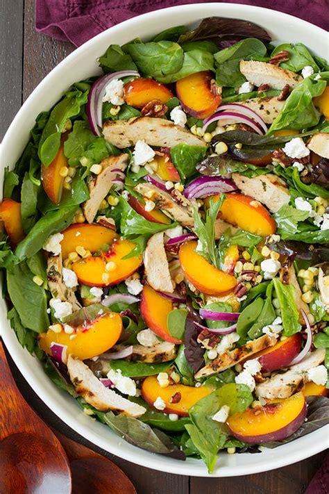 Peach Salad With Grilled Basil Chicken | Boneless Skinless Chicken Breast Recipes | POPSUGAR ...