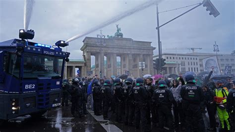 COVID-19: German police fire water cannon at restriction protesters | World News | Sky News