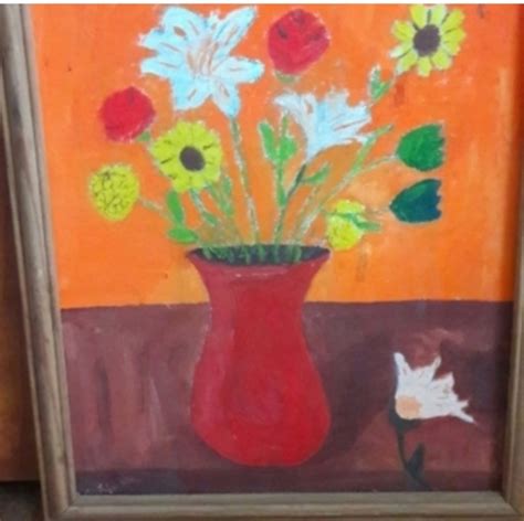 Vintage Flower Vase Painting Mod Still Life Van Gogh … - Gem