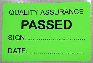 Quality Assurance QA Passed Labels (Stickers) 38mm x 50mm | eBay