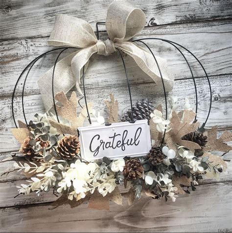 Grateful Pumpkin Wreath | Fall decor dollar tree, Fall decor diy crafts ...