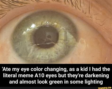 'Ate my eye color changing, as a kid I had the literal meme eyes but they're darkening and ...