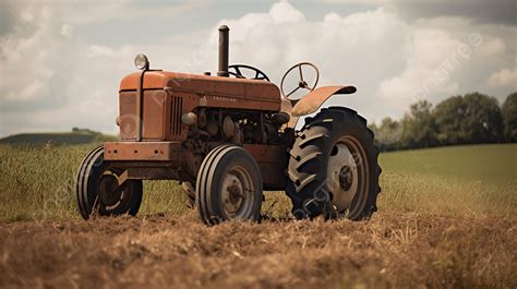 An Old Tractor Sitting In A Field Background, Picture Of Tractor Background Image And Wallpaper ...