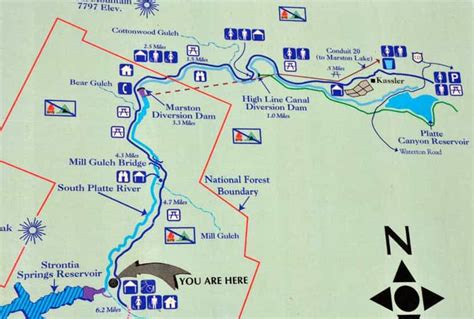 waterton-canyon-trail-map-small - Day Hikes Near Denver