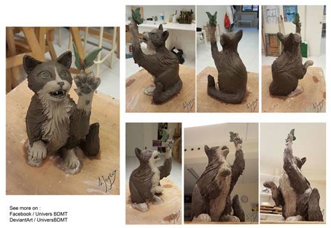 Bicolor Cat - clay sculpture before baking by LezardJoyeux on DeviantArt