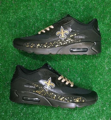 Customized Big New Orleans Saints Nike Sneakers, Men's, Black | Sneakers nike, Black nikes, Nike ...