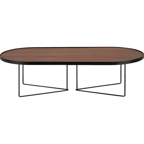 Table basse ovale en métal noir et placage noyer - GADONI - tables basses - alinea | Coffee ...