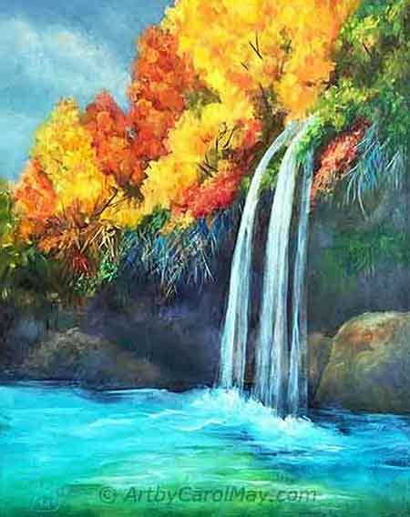 Waterfall Landscape Painting - craibas.al.gov.br