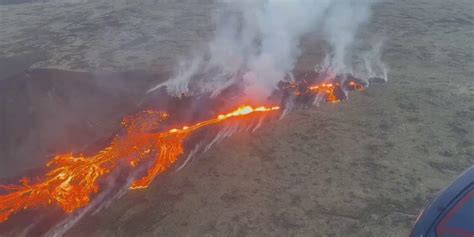 Lava overflowing from Icelandic volcano eruption prompts warnings to ...