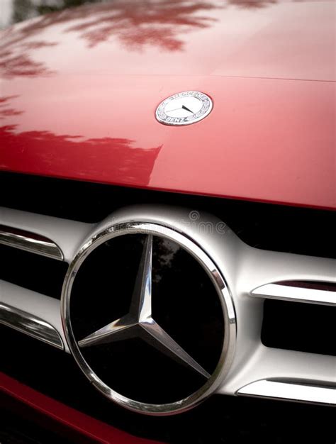 Mercedes Benz Logo on a Red Mercedes Benz A180 Editorial Photo - Image ...