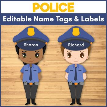 Police Editable Name Tags & Labels - Community Helper Classroom Decor