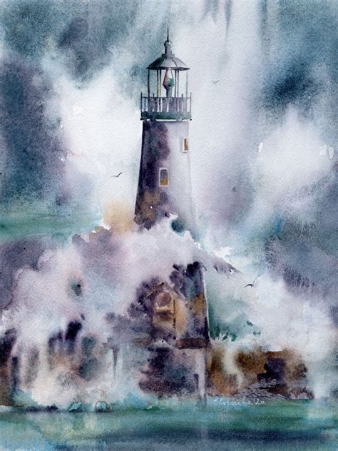 Lighthouse printable DIGITAL PRINT Seascape abstract storm by ...