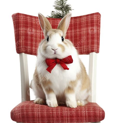 Real Christmas Rabbit On Chair Transparent Background, Rabbit, Christmas, Transparent PNG ...