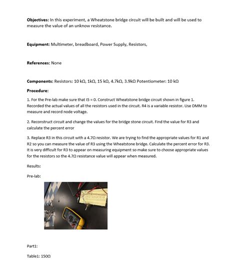 🎉 Wheatstone bridge experiment lab report. What is the conclusion for ...