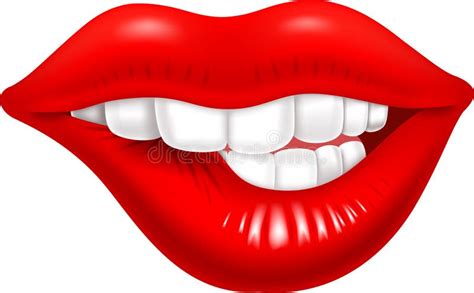 Cartoon Female Red Lips Isolated On White Background Stock Vector ...