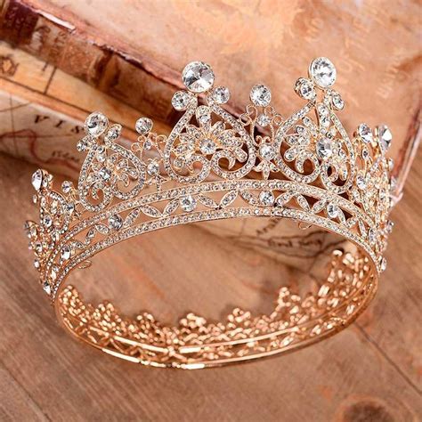 BEPHORA Handmade Princess Jewelry Large Full Circle Rhinestones Queen Pageant Crown Bridal Hair ...