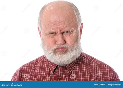 Senior Man Shows Resentful Facial Expression, Isolated on White Stock Photo - Image of ...