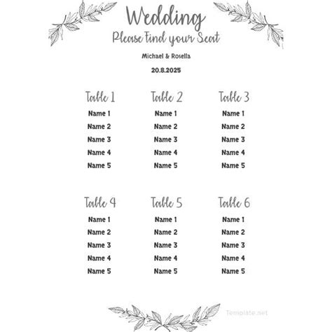 Printable Seating Chart Template