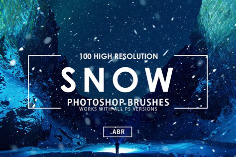 100 Snow Photoshop Brushes on Yellow Images Creative Store