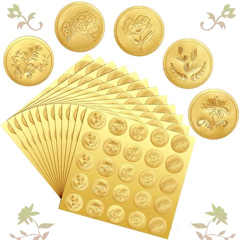 Buy 500 Pieces Gold Embossed Envelope Seals Stickers Adhesive Seal ...