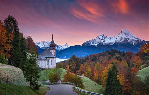 Landscape Photography Print German Alps Watzmann Mountain Maria Gern Church Nature Print Germany ...