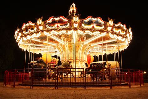 Carousel (Merry-Go-Round) Illuminated At Night Royalty Free Stock Photo - Image: 31508395